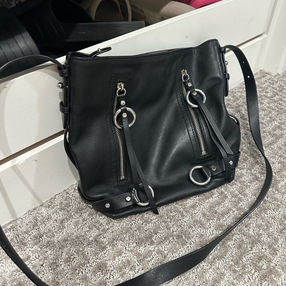 Rebecca Minkoff Black Crossbody Bag with Metallic Rings